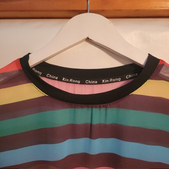 Rainbow Sheer Mesh Tee - Picture 4 of 10